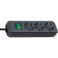 Brennenstuhl Eco-Line - Flerkoplingslist - utgangskontakter: 3 - 3 m kabel - svart