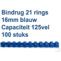 GBC CombBind - 16 mm - 21 ringer - A4 (210 x 297 mm) - 145 ark - blå - 100 stk plastbindekam - for P/N: 2101435, 4400399, IB271106, IB271717