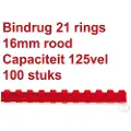 GBC CombBind - 16 mm - 21 ringer - A4 (210 x 297 mm) - 145 ark - rød - 100 stk plastbindekam - for P/N: 2101435, 4400399, IB271106, IB271717
