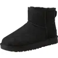Ugg for woman. 1016222 Classic Mini II leather ankle boots black (40), Flat, None, Casual