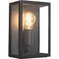 QAZQA Industriell utendørs vegglampe sort med glass 25,5 cm IP44 - Rotterdam