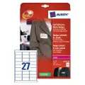 Avery L4784 - Silke - hvit - 29.6 x 63.5 mm 540 stk (20 ark x 27) etiketter til navneplater