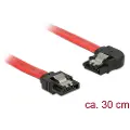 DeLOCK - SATA-kabel - Serial ATA 150/300/600 - SATA (hann) til SATA (hann) - 30 cm - låst, venstrevinklet kontakt - rød