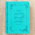 Christian Art Gifts Classic Handy-Sized Journal Strength and Dignity Proverbs 31 Woman Bible Verse Inspirational Scripture Notebook W/Ribbon, Faux Lea