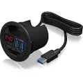 Icy Box USB hub - 3 ports - Sort USB-hub - 3 porter - Svart