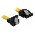 DeLOCK Cable SATA - SATA-kabel - Serial ATA 150/300/600 - SATA (hunn) til SATA (hunn) - 50 cm - nedvinklet kontakt, låst, rett kontakt - gul