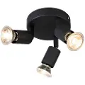 QAZQA Industriell spotlight svart vippebar rund 3-lys - Jeany