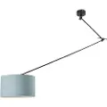 QAZQA Hengende lampe svart med skjerm 35 cm lyseblå justerbar - Blitz