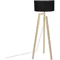 QAZQA Moderne gulvlampe tre med svart skjerm 45 cm - Puros