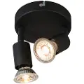 QAZQA Industriell spotlight sort tiltbar rund 2-lys - Jeany