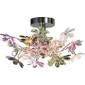 TRIO Taklampe krom med flerfargede plastblomster 38 cm - Fiore