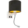 QAZQA Moderne vegglampe hvit med svart fløyelslampeskjerm - Brescia