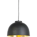 QAZQA Hengende lampe sort med messing innvendig 40 cm - Hoodi
