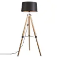QAZQA Gulvlampe natur med svart linjskjerm 45 cm - Tripod