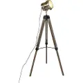 QAZQA Industriell gulvlampe med trebeinstativ i tre med studiospot - Braha