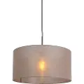 QAZQA Rustikk pendellampe sort med taupe skjerm 50 cm - Combi 1
