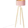 QAZQA Gulvlampe stativ tre med rosa fløyelsskjerm 50 cm - Puros