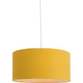 QAZQA Hengende lampe hvit med gul skjerm 50 cm - Combi 1