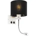 QAZQA Moderne vegglampe hvit med svart skjerm - Brescia