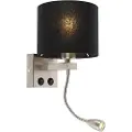 QAZQA Moderne vegglampe stål med svart skjerm - Brescia