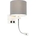 QAZQA Moderne vegglampe hvit med grå skjerm - Brescia