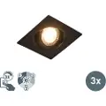 QAZQA Sett med 3 innfelte spotlights svarte inkl. LED 3-trinns dimmbare - Miu