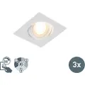 QAZQA Sett med 3 innfelte spotlights hvite inkl. LED 3-trinns dimmbar - Miu