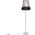 QAZQA Gulvlampe messing med Granny-skjerm svart-grå 45 cm - Kaso