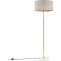 QAZQA Gulvlampe messing med grå skjerm 50 cm - Kaso