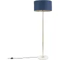QAZQA Gulvlampe messing med blå skjerm 50 cm - Kaso