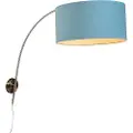 QAZQA Veggbue lampe stål med skjerm blå 50/50/25 justerbar