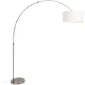 QAZQA Bue-lampe stål stoffskjerm hvit 50/50/25 justerbar - XXL