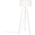 QAZQA Gulvlampe stativ hvit tre med hvit skjerm 50 cm - Puros
