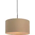 QAZQA Rustikk pendellampe svart med beige skjerm 50 cm - Combi