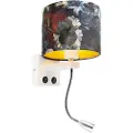 QAZQA Moderne vegglampe hvit med fløyelsblomstert skjerm - Brescia