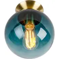 QAZQA Art Deco taklampe messing med havblå glass - Pallon
