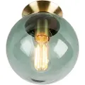 QAZQA Art Deco taklampe messing med grønt glass - Pallon