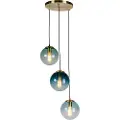 QAZQA Art Deco-hengelampe messing med blått glass - Pallon