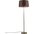 QAZQA Gulvlampe gull/messing med brun skjerm 45 cm justerbar - Parte