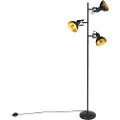 QAZQA Smart gulvlampe svart med gull 3 lys inkl. 3 WiFi P45 - Tommy