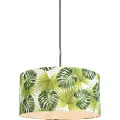 QAZQA Botanisk pendellampe sort med bladskjerm 50 cm - Combi 1