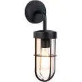 QAZQA Rustikk utendørs vegglampe svart med glass - Elza