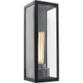QAZQA Moderne rektangulær utendørs vegglampe svart med glass - Rotterdam Long