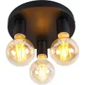 QAZQA Moderne taklampe sort rund - Facil 3