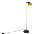 QAZQA Industriell gulvlampe sort med gull 1-lys - Tommy