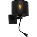 QAZQA Moderne vegglampe svart med svart skjerm - Brescia