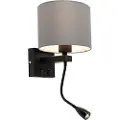 QAZQA Moderne vegglampe sort med grå skjerm - Brescia