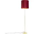 QAZQA Gulvlampe gull/messing med rød fløyels skjerm 40/40 cm - Parte