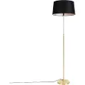 QAZQA Gulvlampe gull/messing med svart linjskjerm 45 cm - Parte