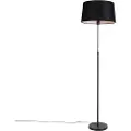 QAZQA Gulvlampe svart med svart linjskjerm 45 cm justerbar - Parte